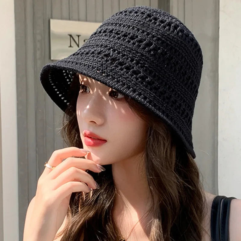 Beach Straw Hat Women Visor Bucket Hat Fisherman Hat Hand weaving Panama Fishing Chapeau Sun Hats tool Sunprotection