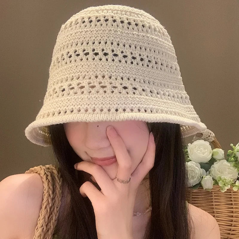 Beach Straw Hat Women Visor Bucket Hat Fisherman Hat Hand weaving Panama Fishing Chapeau Sun Hats tool Sunprotection