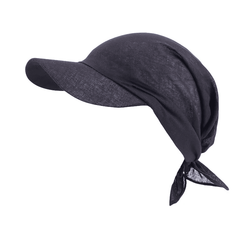 Women Brim Bandana Scarf Cap Sun Visor with Pre-Tied Turban Headscarf Head Cover Hair Loss Scarf Wrap Beach Outdoor Hat