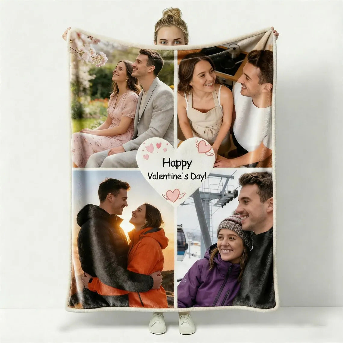 Personalized Photo Flannel Throw Blanket Anniversary Keepsake